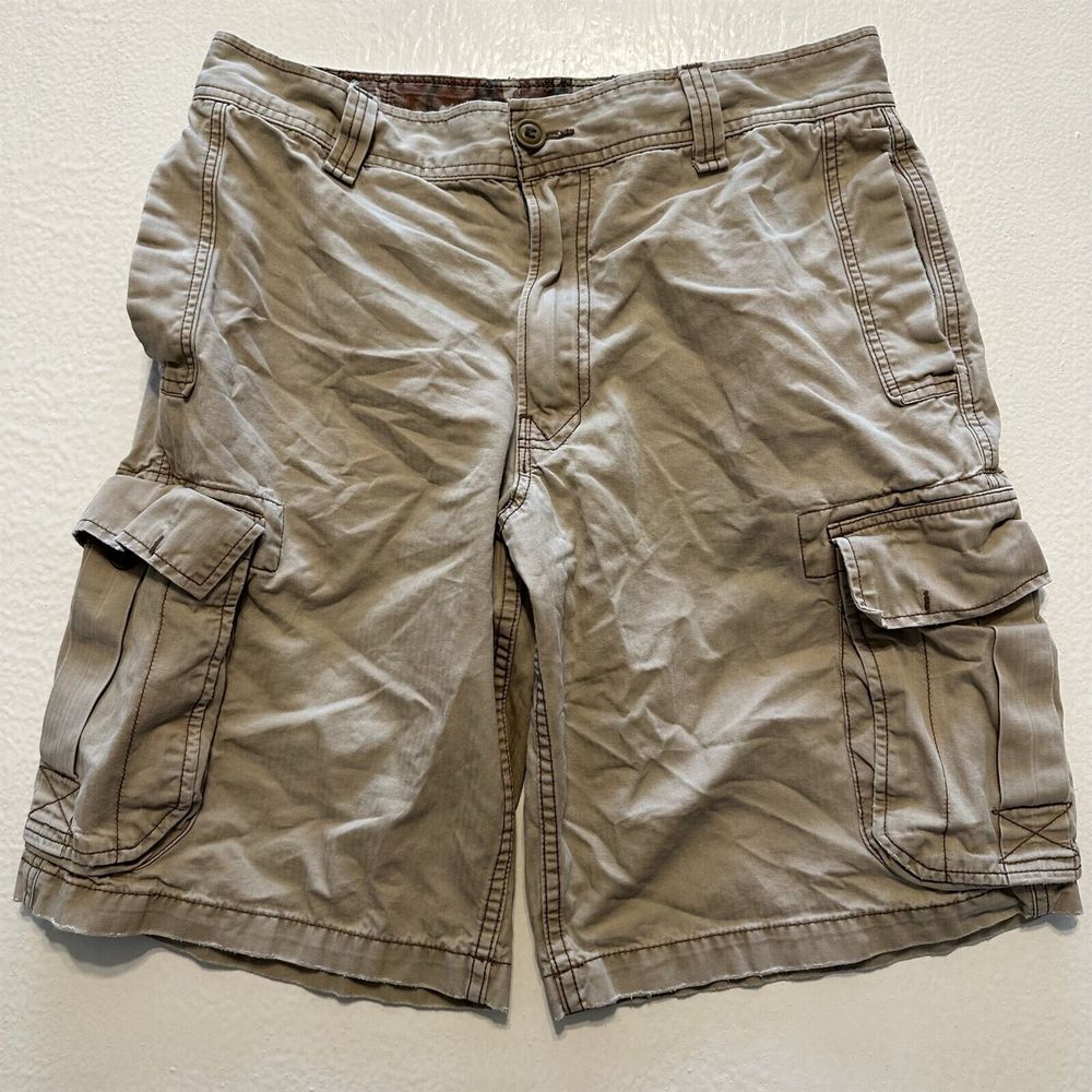 Lucky Brand 31 x 10" Khaki‎ Herringbone Genuine Vintage Military Cargo Shorts